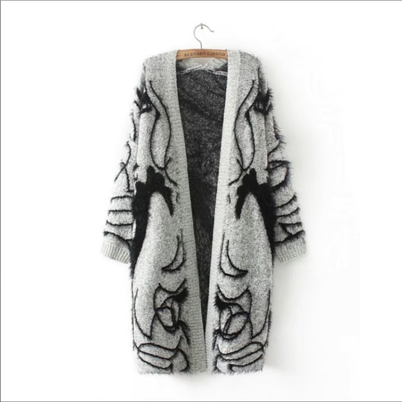 Knitted long sweater coat - Picture 6 of 11